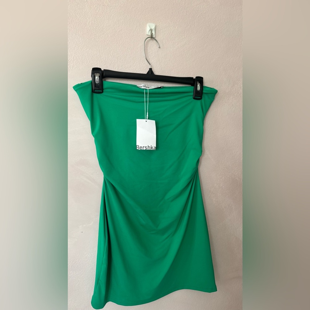 Bershka Green Stapless Mini Dress